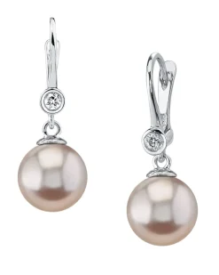 Pink Freshwater Pearl & Diamond Michelle Earrings