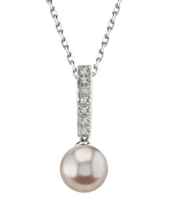 Pink Freshwater Pearl Dangling Diamond Pendant