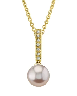Pink Freshwater Pearl Dangling Diamond Pendant