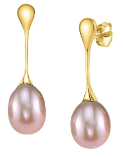 Pink Freshwater Pearl Long Teardrop Earrings