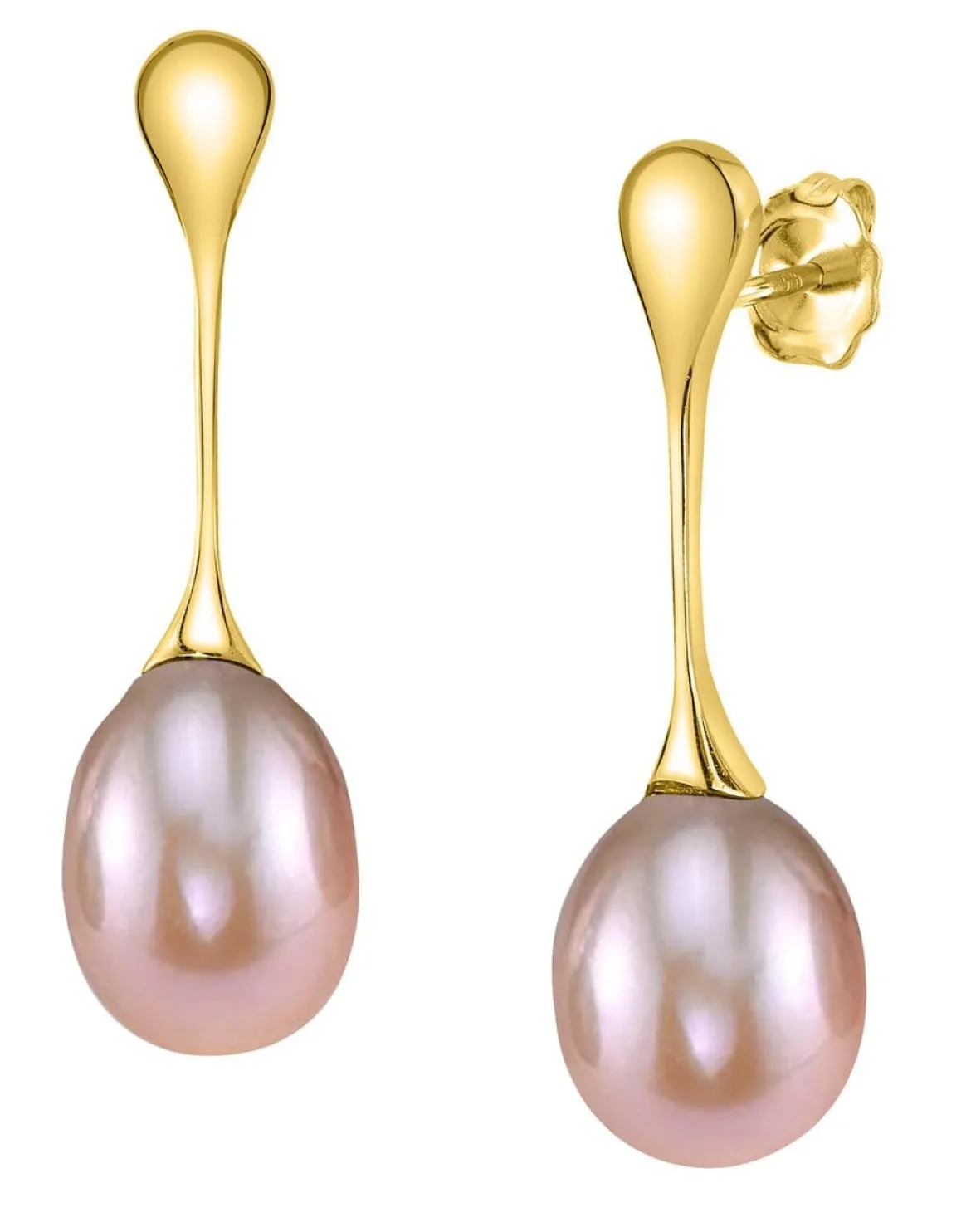 Pink Freshwater Pearl Long Teardrop Earrings