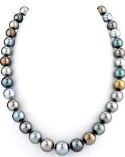 Silvery Multi-Color Tahitian Pearl Necklace, 10.0-12.0mm - AAAA Quality