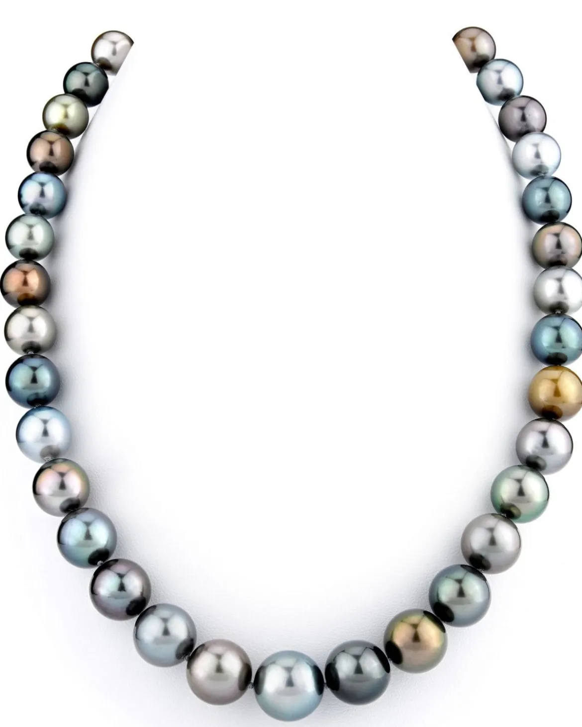 Silvery Multi-Color Tahitian Pearl Necklace, 10.0-12.0mm - AAAA Quality