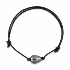 Tahitian Baroque Pearl Leather Adjustable Bracelet for Women