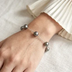Tahitian Pearl Tin Cup Bracelet, 9.0-10.0mm