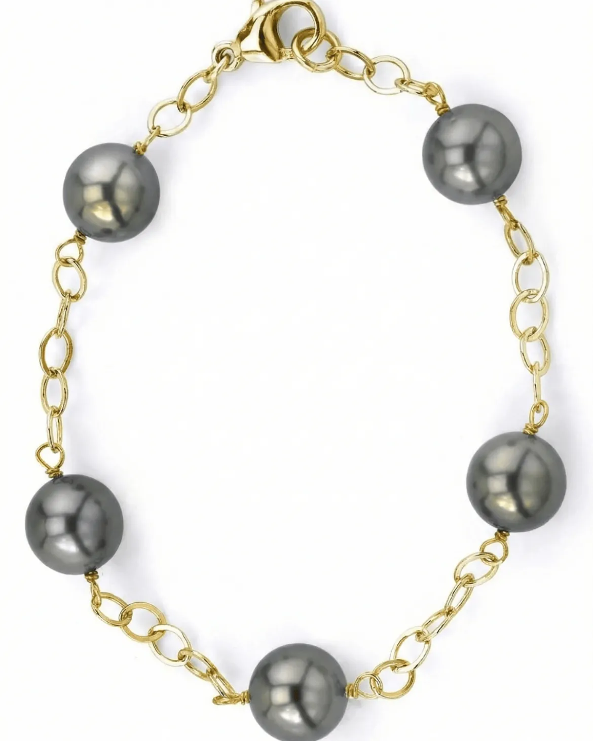 Tahitian Pearl Tin Cup Bracelet, 9.0-10.0mm
