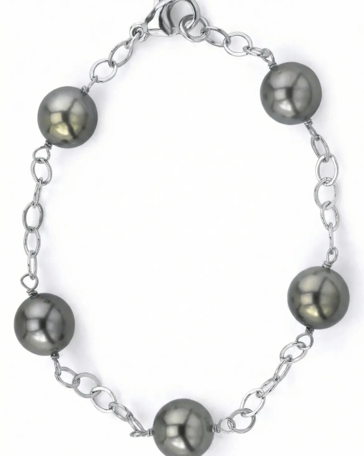 Tahitian Pearl Tin Cup Bracelet, 9.0-10.0mm