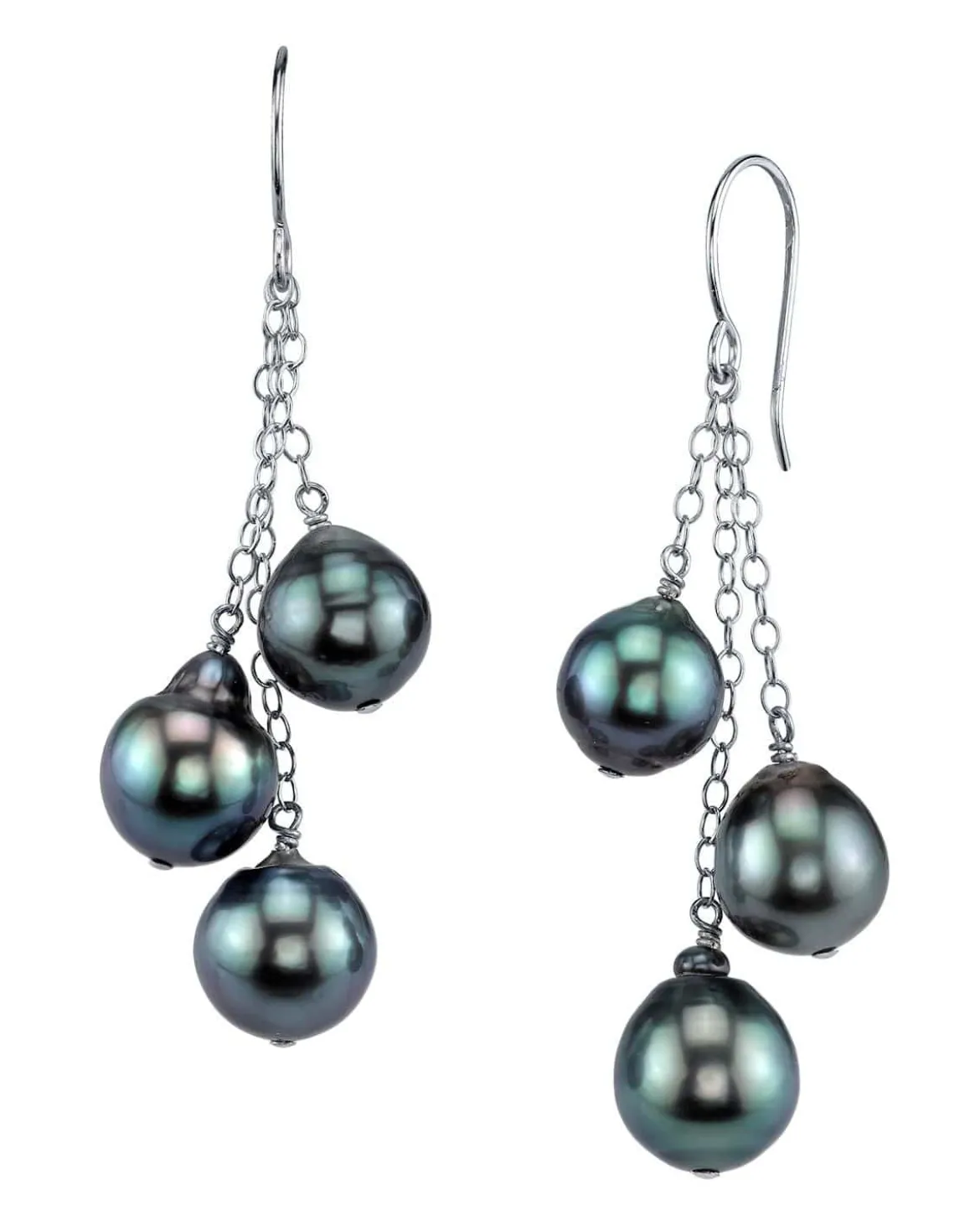Tahitian South Sea Drop Pearl Cluster Earrings