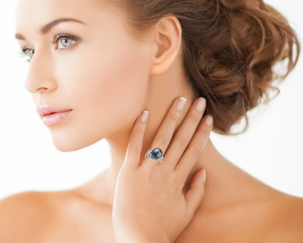 Tahitian South Sea Pearl Crown Jewel Ring