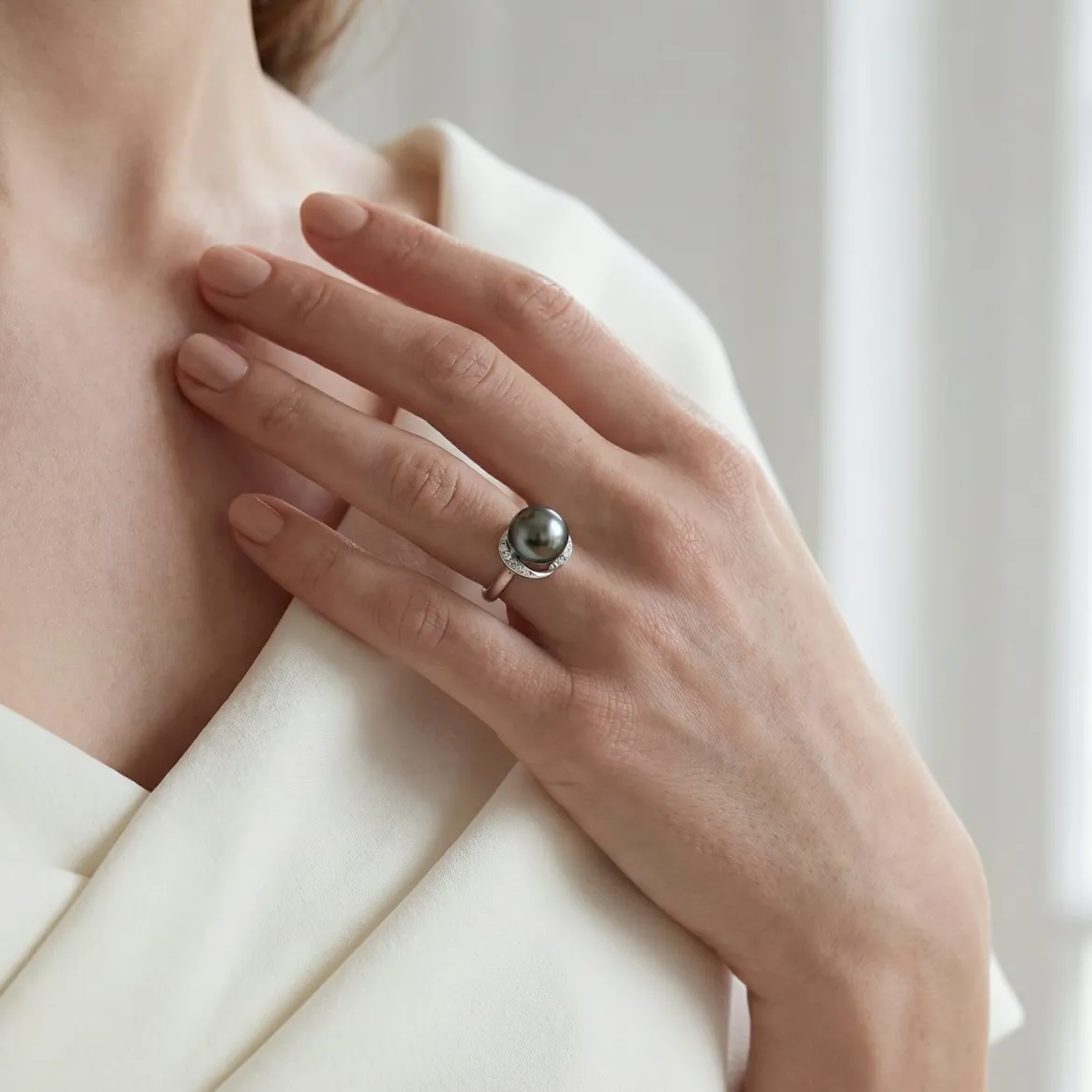Tahitian South Sea Pearl & Diamond Ruby Ring