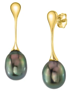Tahitian South Sea Pearl Long Teardrop Earrings