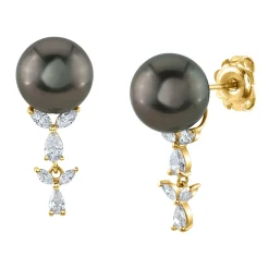 Tahitian South Sea Pearl & Diamond Kiara Earrings
