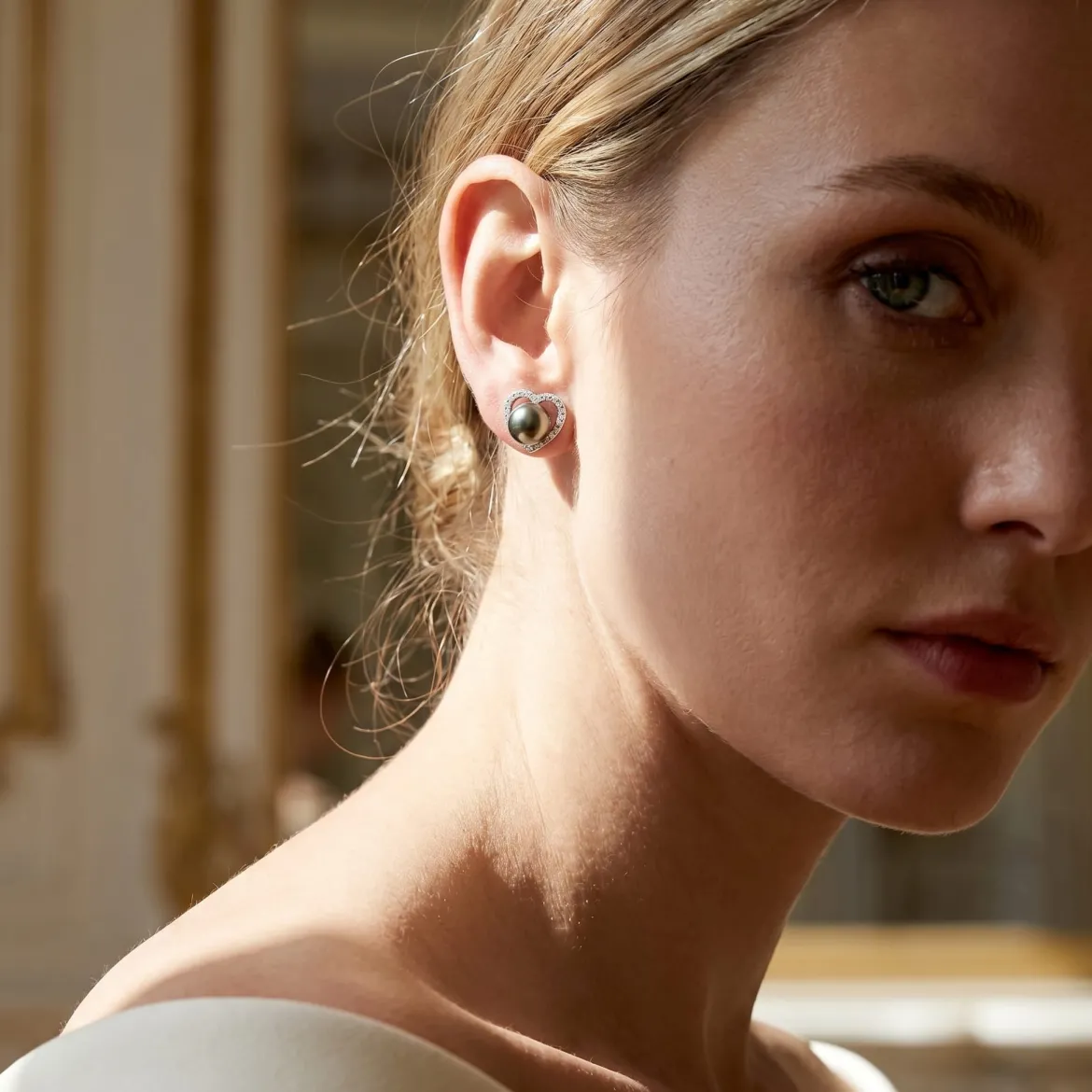 Tahitian South Sea Pearl & Diamond Amour Earrings