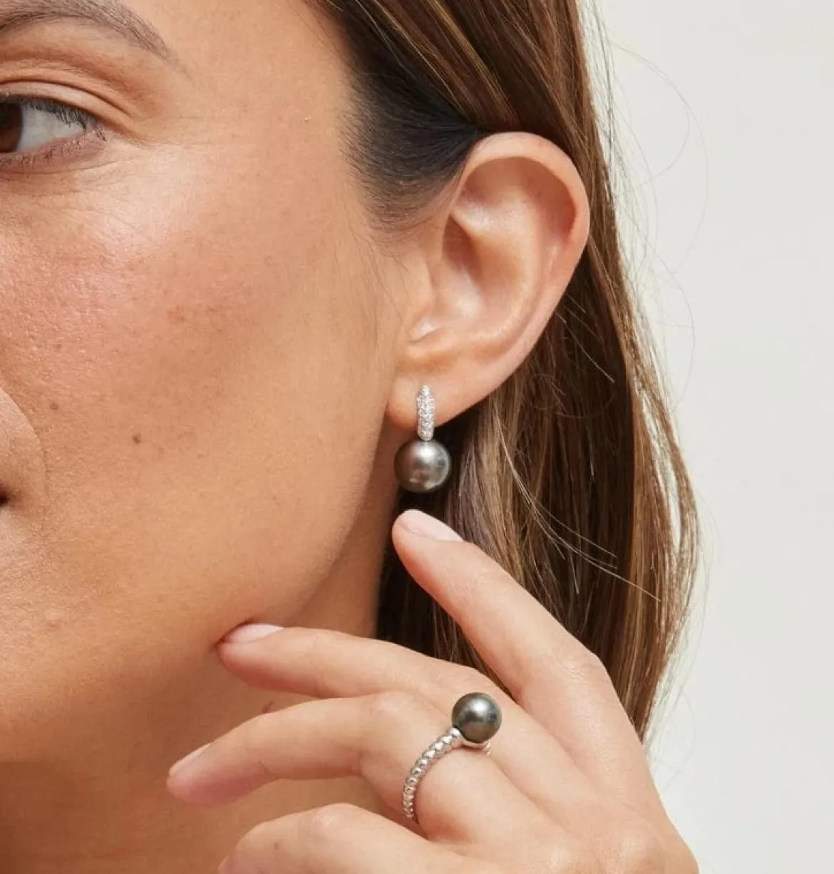 Tahitian South Sea Pearl & Diamond Emily Earrings