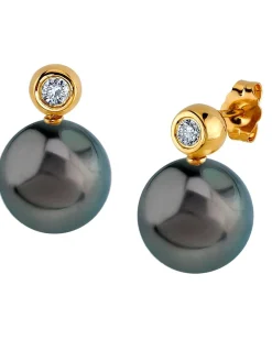 Tahitian South Sea Pearl & Diamond Honor Earrings