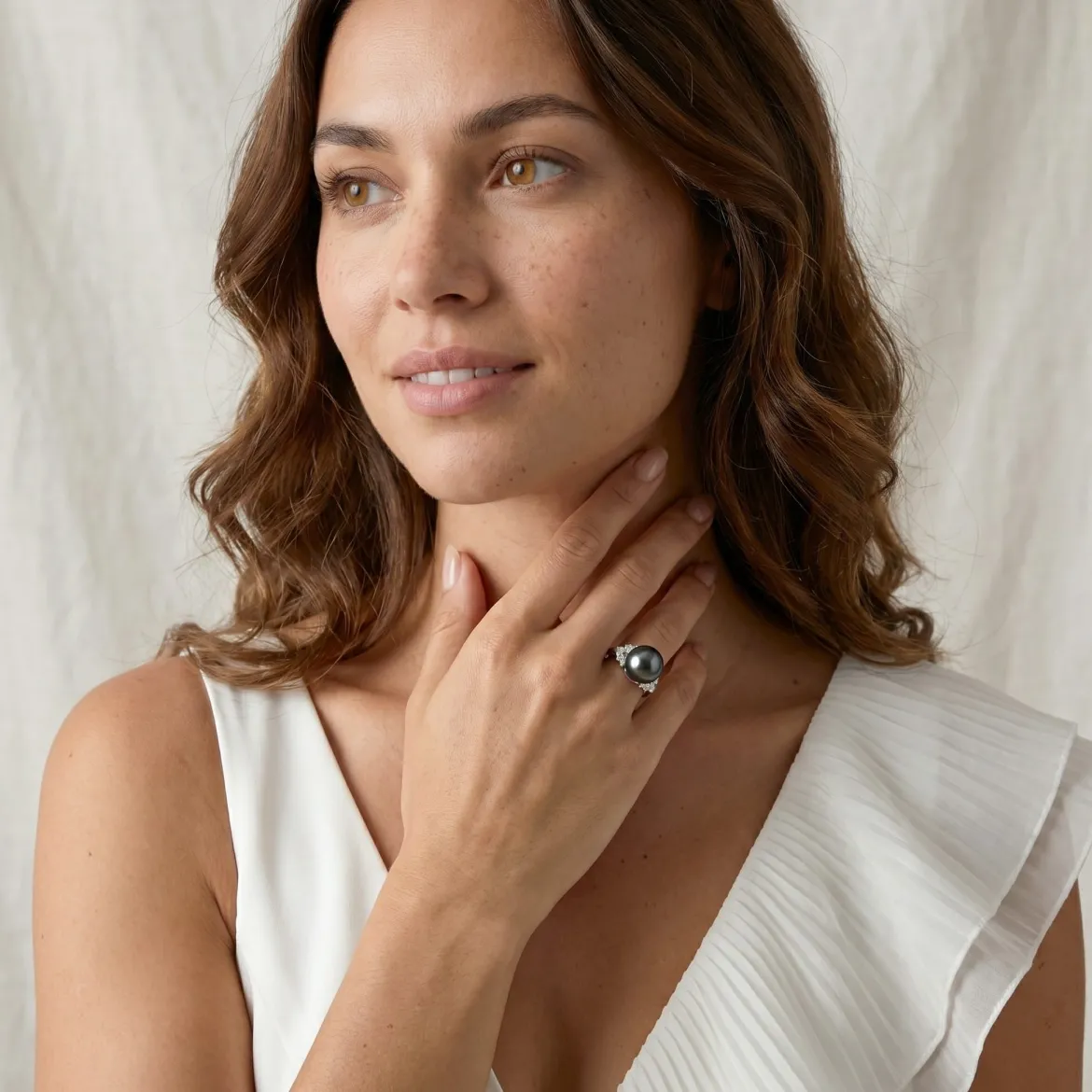 Tahitian South Sea Pearl & Diamond Nora Ring