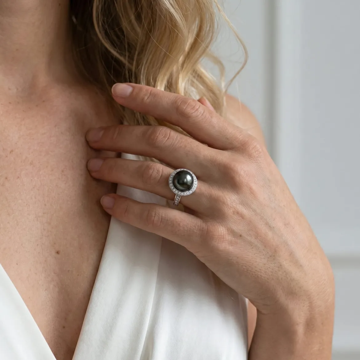 Tahitian South Sea Pearl & Diamond Bella Ring