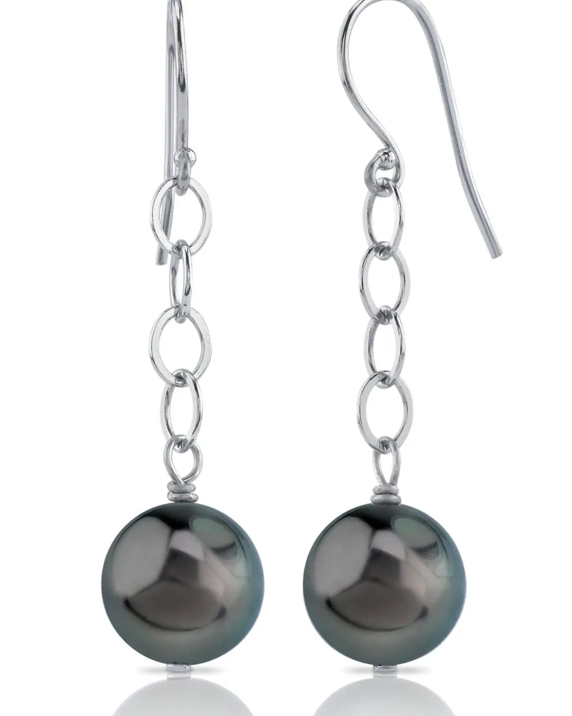 Tahitian South Sea Round Pearl Dangling Tincup Earrings