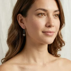 Tahitian South Sea Round Pearl Dangling Tincup Earrings