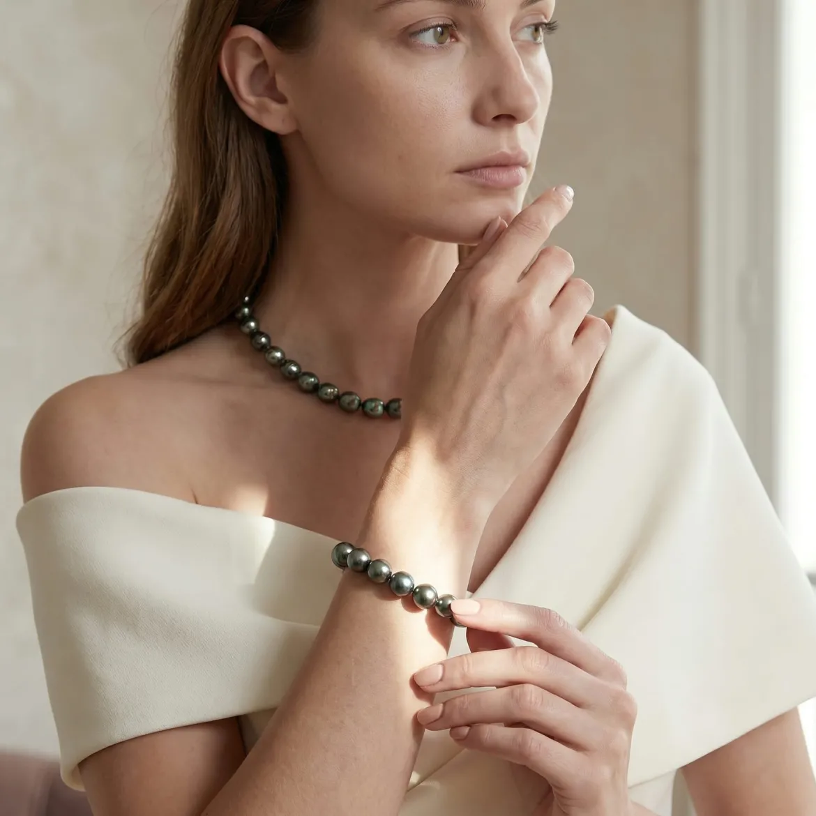 Tahitian True Round Pearl Bracelet, 11.0-12.0mm