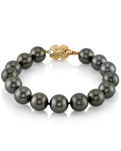 Tahitian True Round Pearl Bracelet, 10.0-11.0mm - AAAA Quality