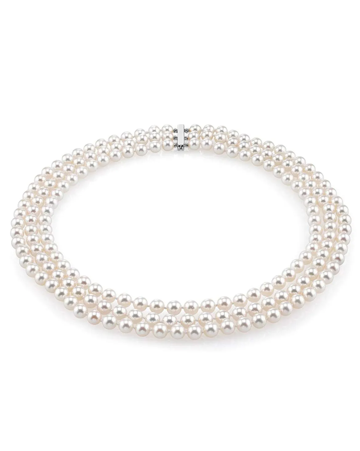 Triple Strand White Freshwater Pearl Necklace