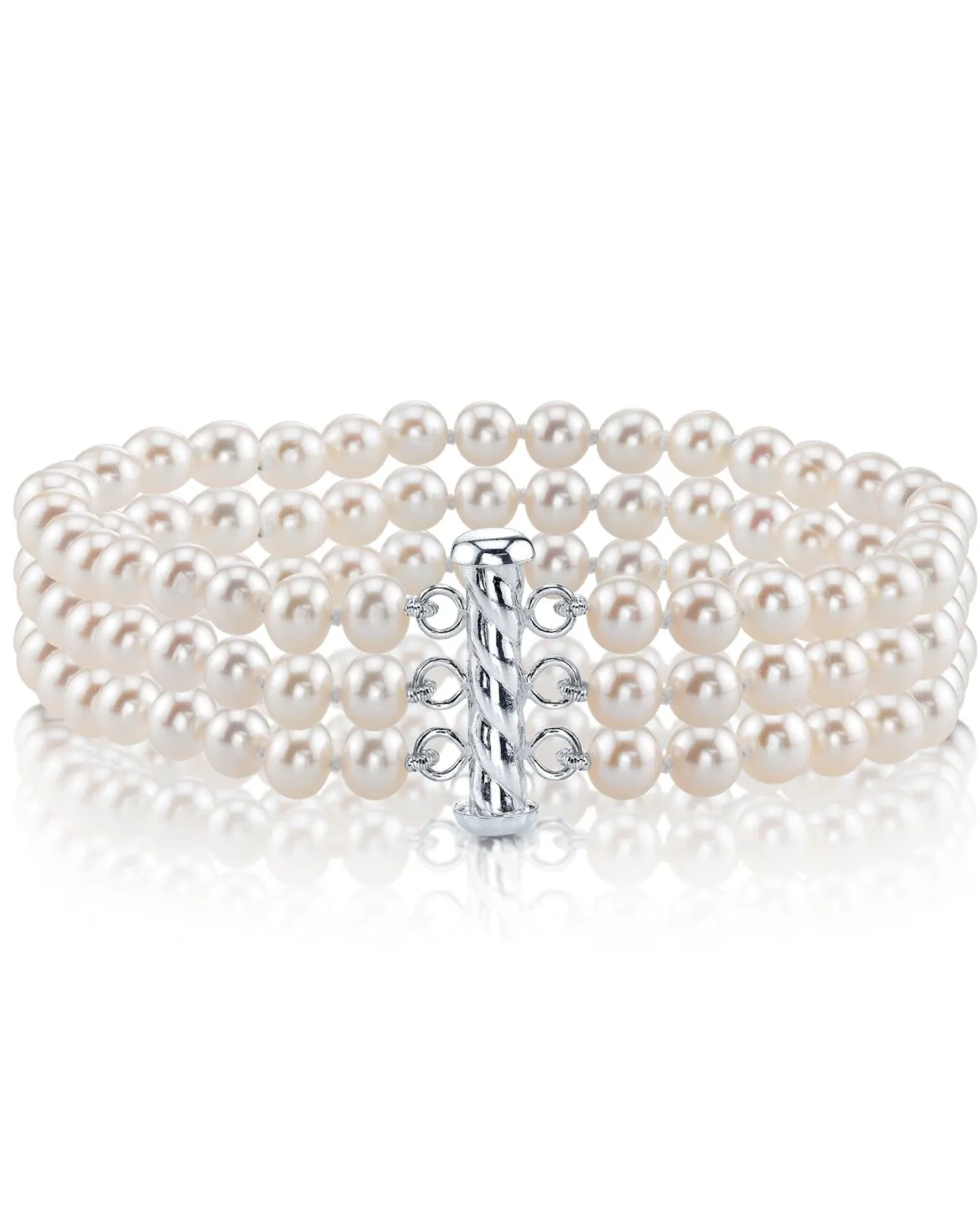 Triple White Freshwater Pearl Bracelet