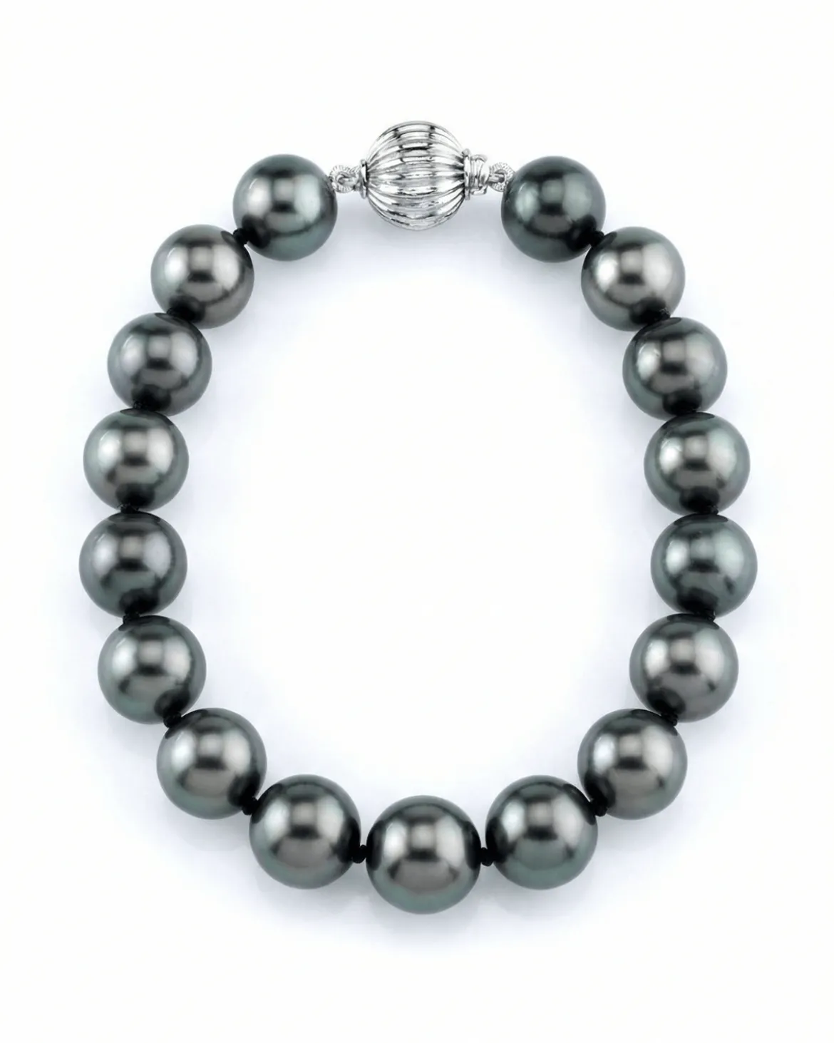 True Round Black Tahitian Pearl Bracelet, 9.0-10.0mm - AAA Quality