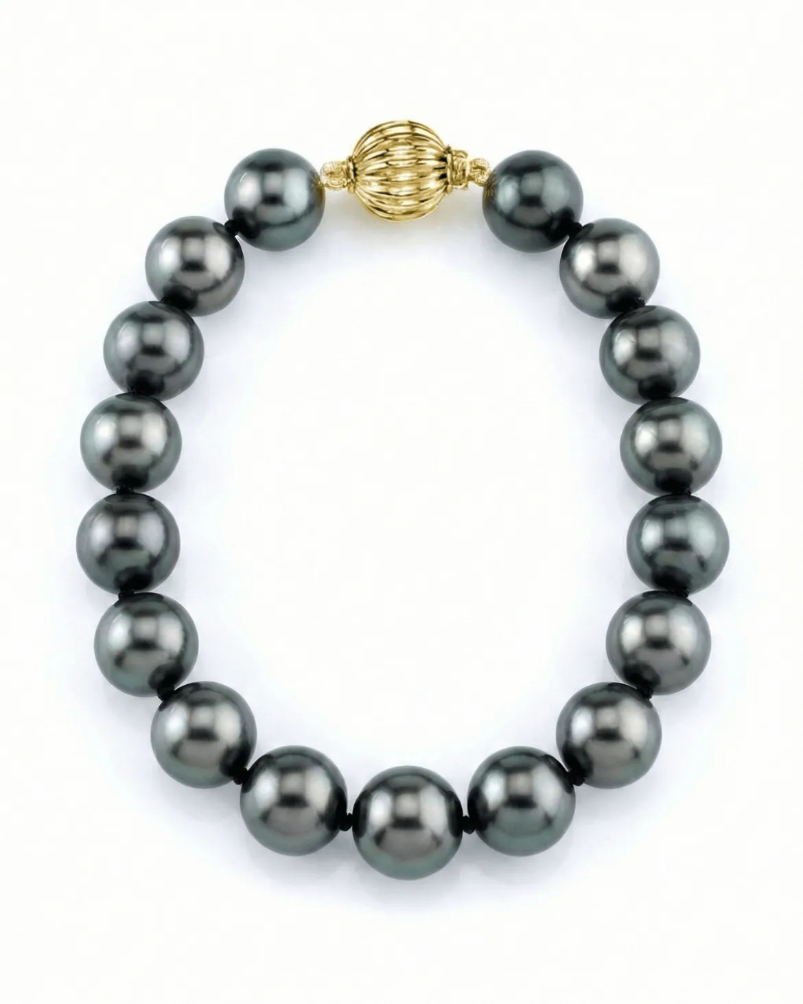 True Round Black Tahitian Pearl Bracelet, 9.0-10.0mm - AAA Quality