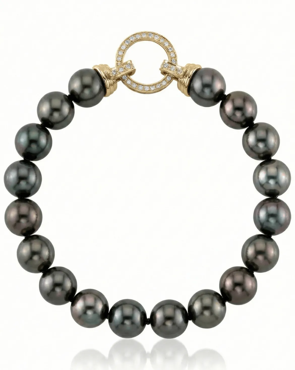 True Round Black Tahitian Pearl Bracelet, 8.0-9.0mm - AAAA Quality