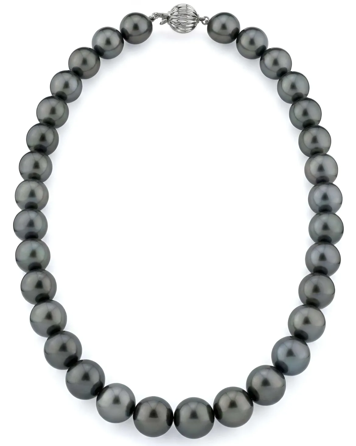 True Round Black Tahitian Pearl Necklace, 11.0-13.0mm - AAAA Quality