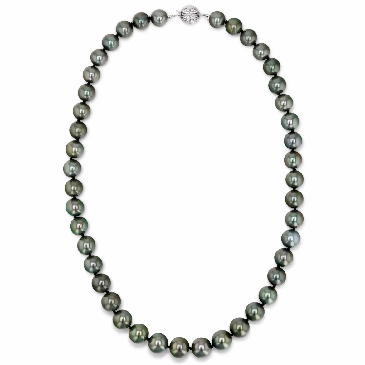 True Round Black Tahitian Pearl Necklace, 9.0-11.0mm - AAAA Quality