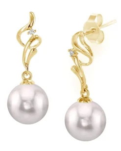 White Akoya Pearl & Diamond Aria Earrings