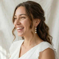 White Akoya Pearl Triple Drop Earrings