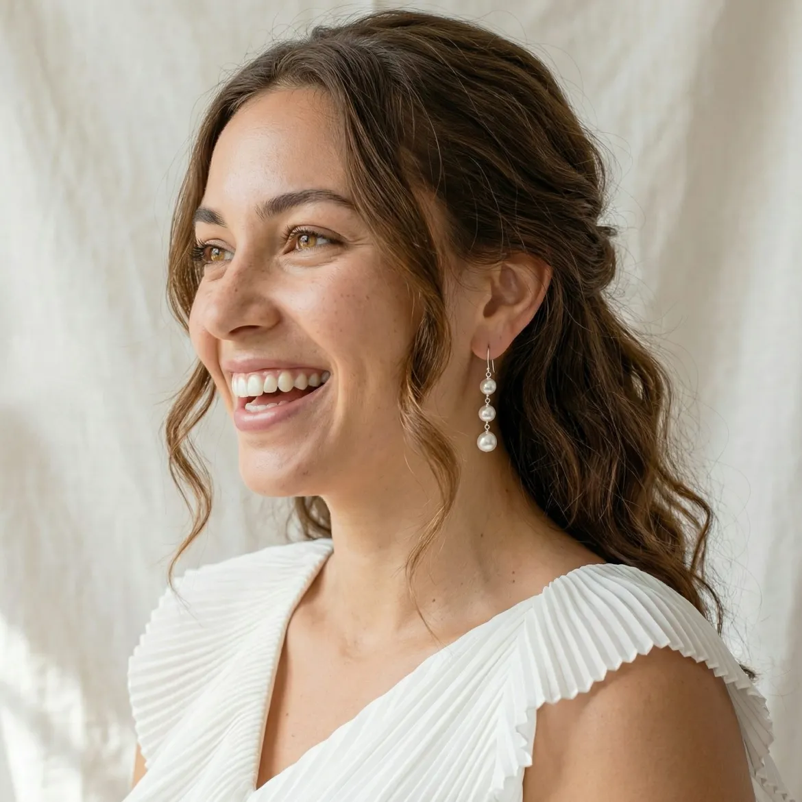 White Akoya Pearl Triple Drop Earrings