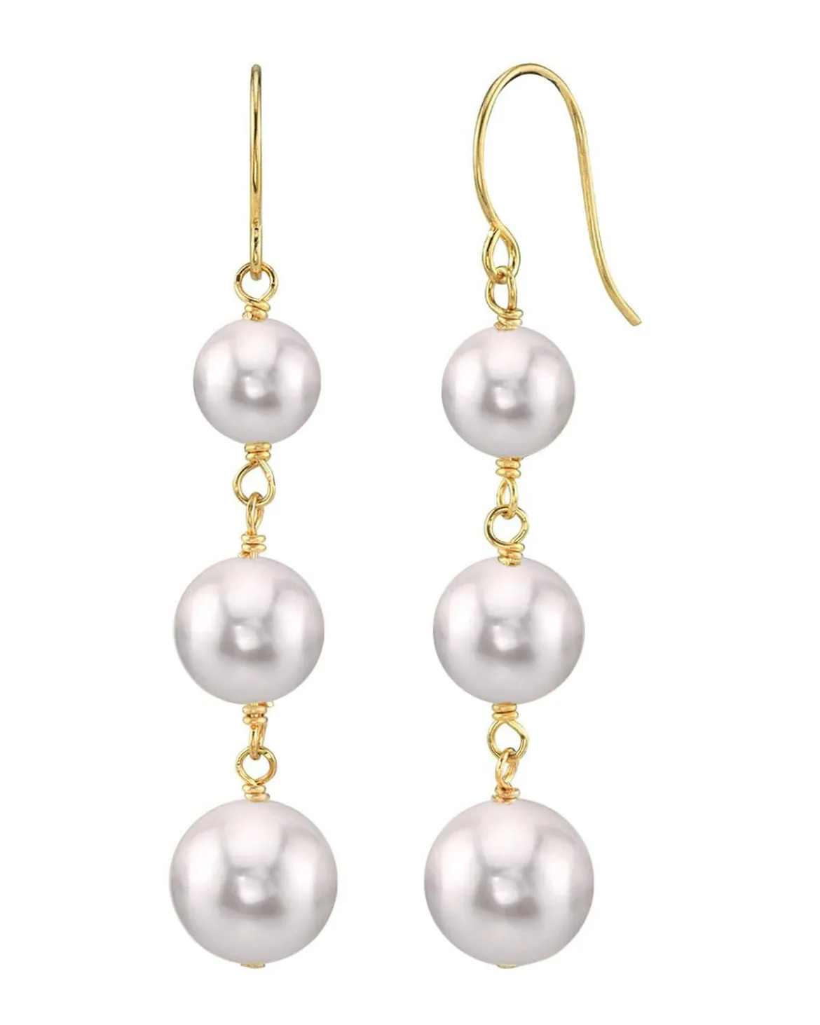 White Akoya Pearl Triple Drop Earrings