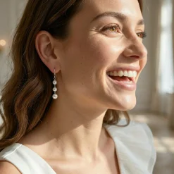 White Akoya Pearl Triple Drop Earrings