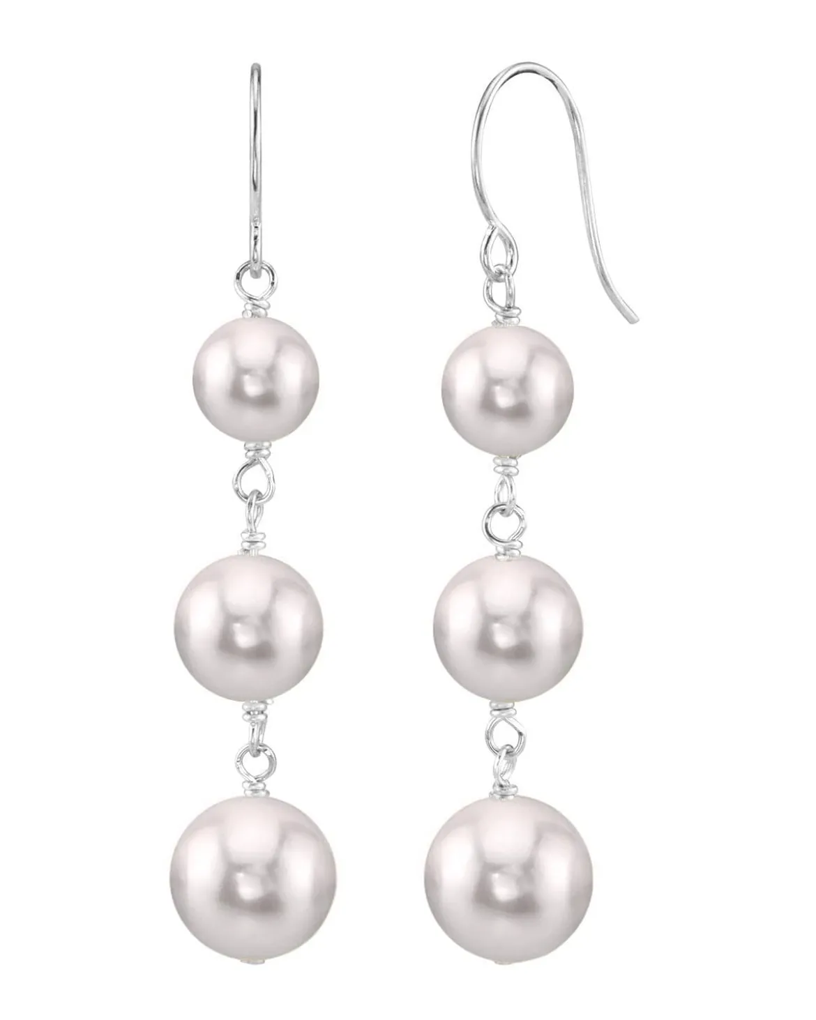 White Akoya Pearl Triple Drop Earrings