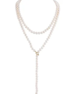 White Freshwater Pearl Adjustable lariat Y-Shape 51 Inch Rope Length Necklace - AAAA Quality