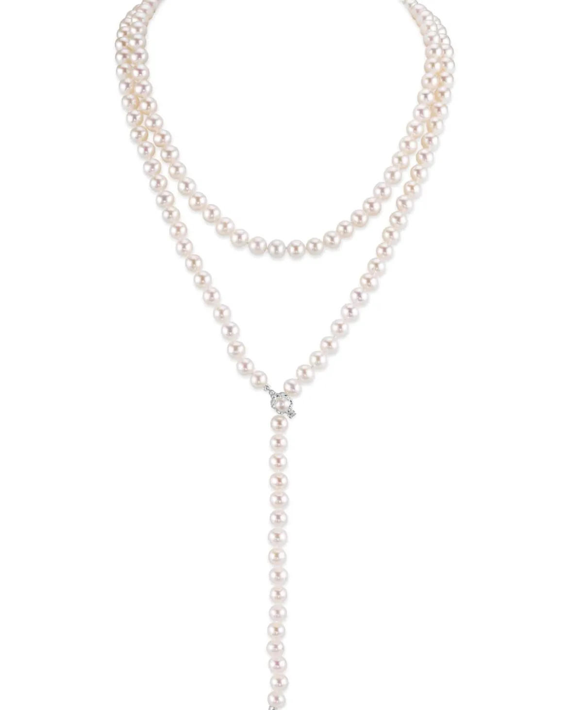 White Freshwater Pearl Adjustable lariat Y-Shape 51 Inch Rope Length Necklace - AAAA Quality