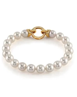 White Hanadama Japanese Akoya Pearl Bracelet, 7.5-8.0mm