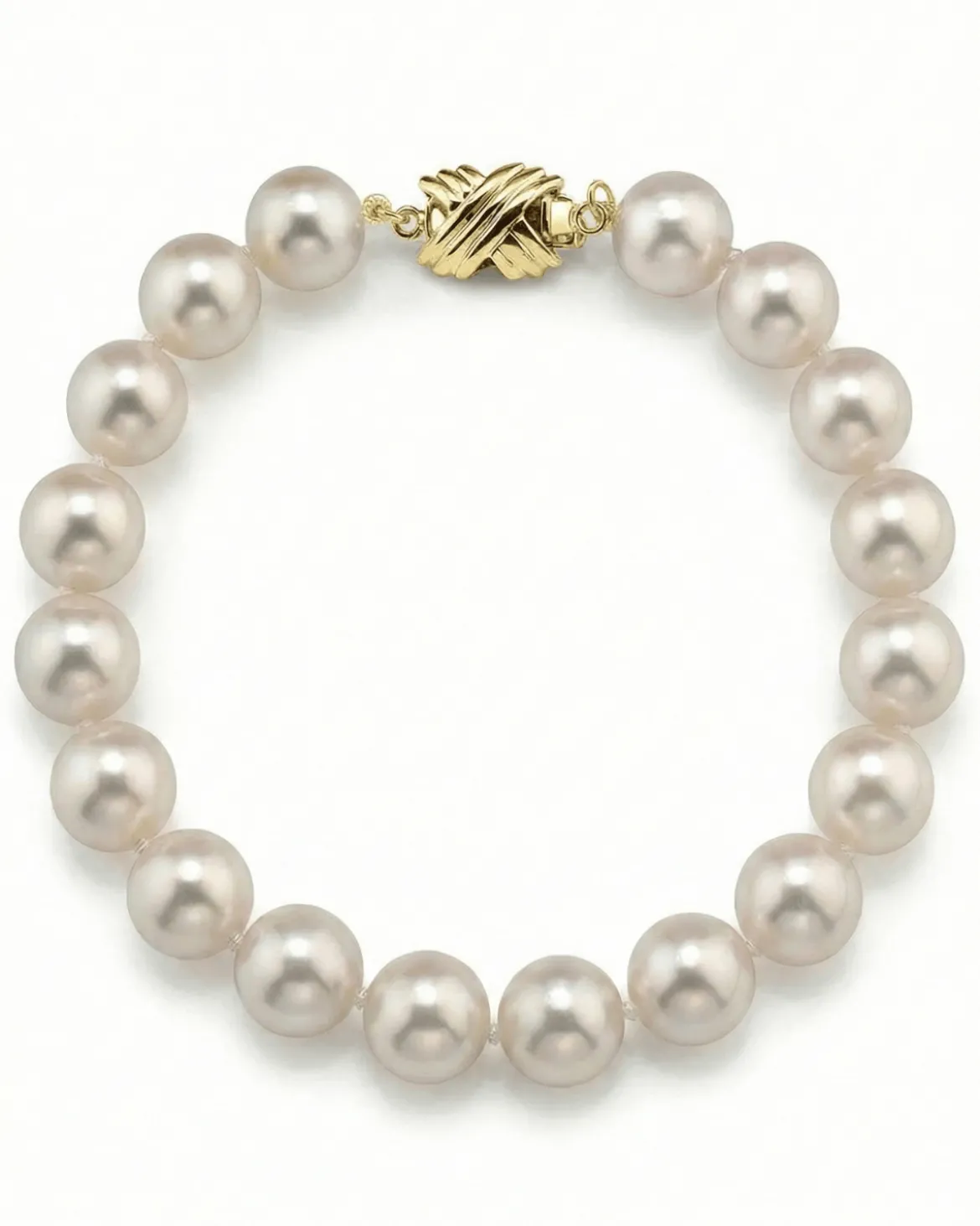 White Hanadama Japanese Akoya Pearl Bracelet, 8.5-9.0mm