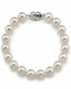 White Hanadama Japanese Akoya Pearl Bracelet, 8.5-9.0mm