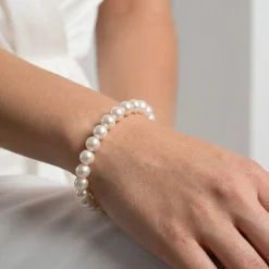 White Hanadama Japanese Akoya Pearl Bracelet, 8.0-8.5mm