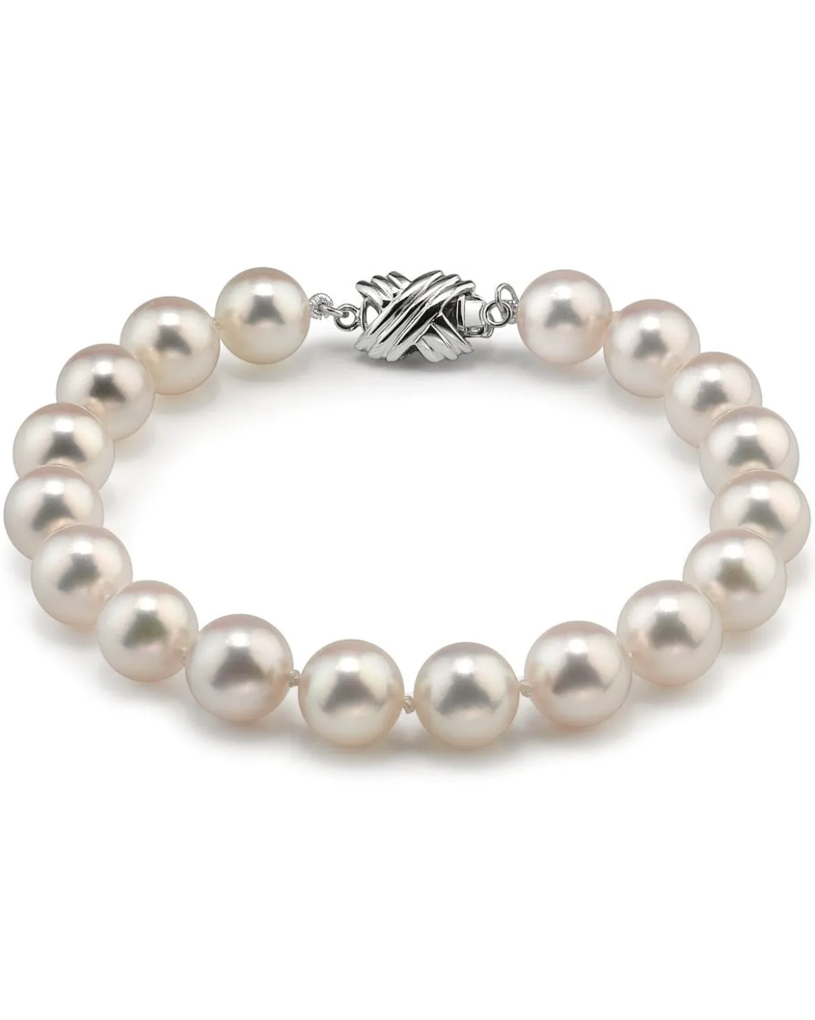 White Hanadama Japanese Akoya Pearl Bracelet, 8.0-8.5mm