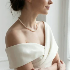 White Japanese Akoya Choker Length Pearl Necklace, 7.0-7.5mm - AAA Quality