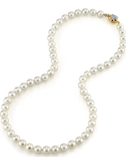 White Japanese Akoya Choker Length Pearl Necklace, 7.0-7.5mm - AAA Quality