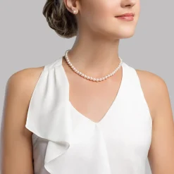 White Japanese Akoya Choker Length Pearl Necklace, 6.5-7.0mm - AAA Quality