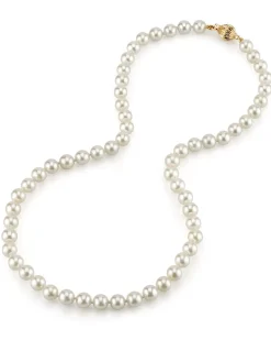 White Japanese Akoya Choker Length Pearl Necklace, 6.5-7.0mm - AAA Quality