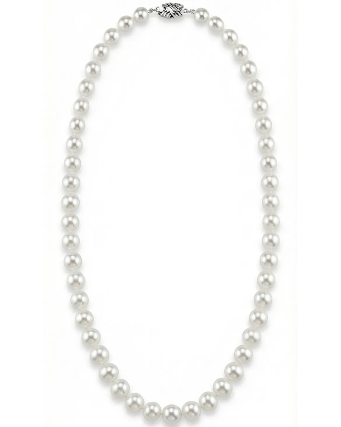 White Japanese Akoya Graduated Pearl Necklace, 8.0-10.0mm - AAA Quality